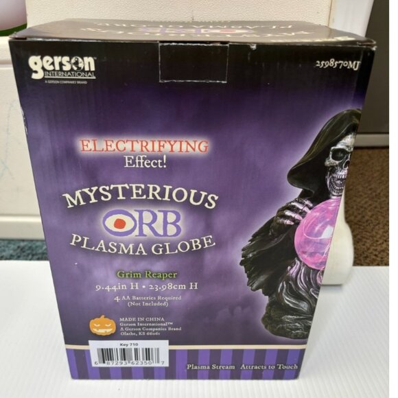 Grim Reaper Mysterious Plasma Orb Lighted Static Magic Ball Halloween Decoration - Picture 4 of 4